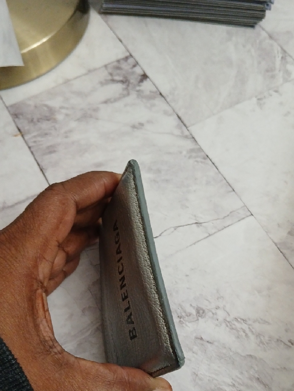 Balenciaga Authentic Metallic Silver Leather Card Case - Picture 6 of 9